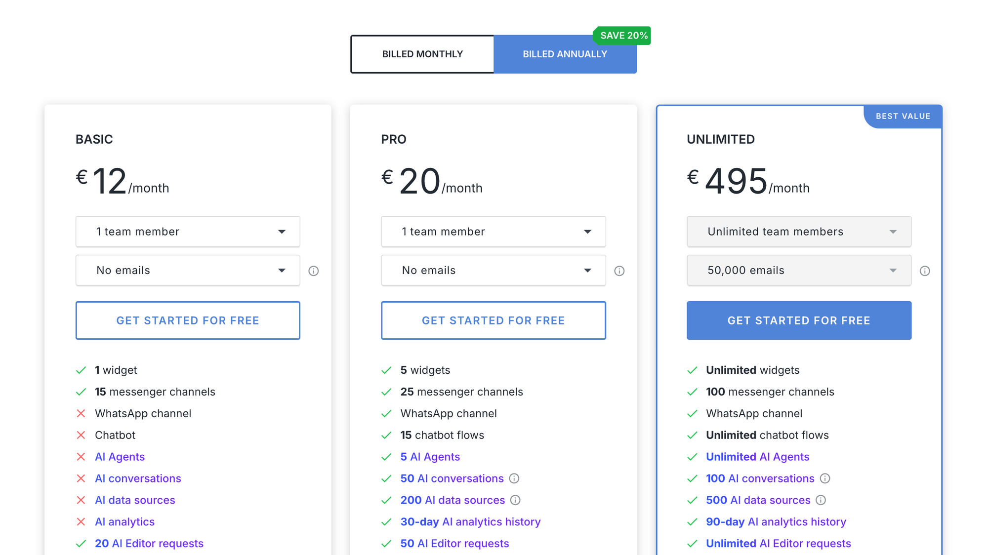 HelpCrunch's official pricing page. 
