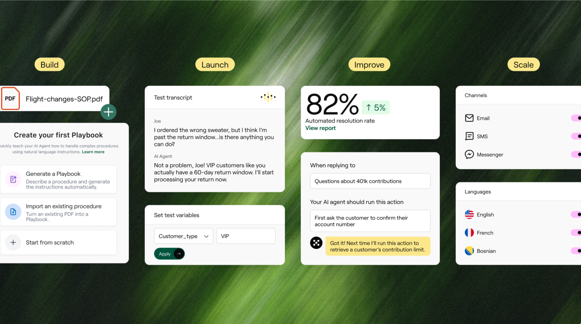 Ada's tools to monitor and improve your AI agent's effectiveness.