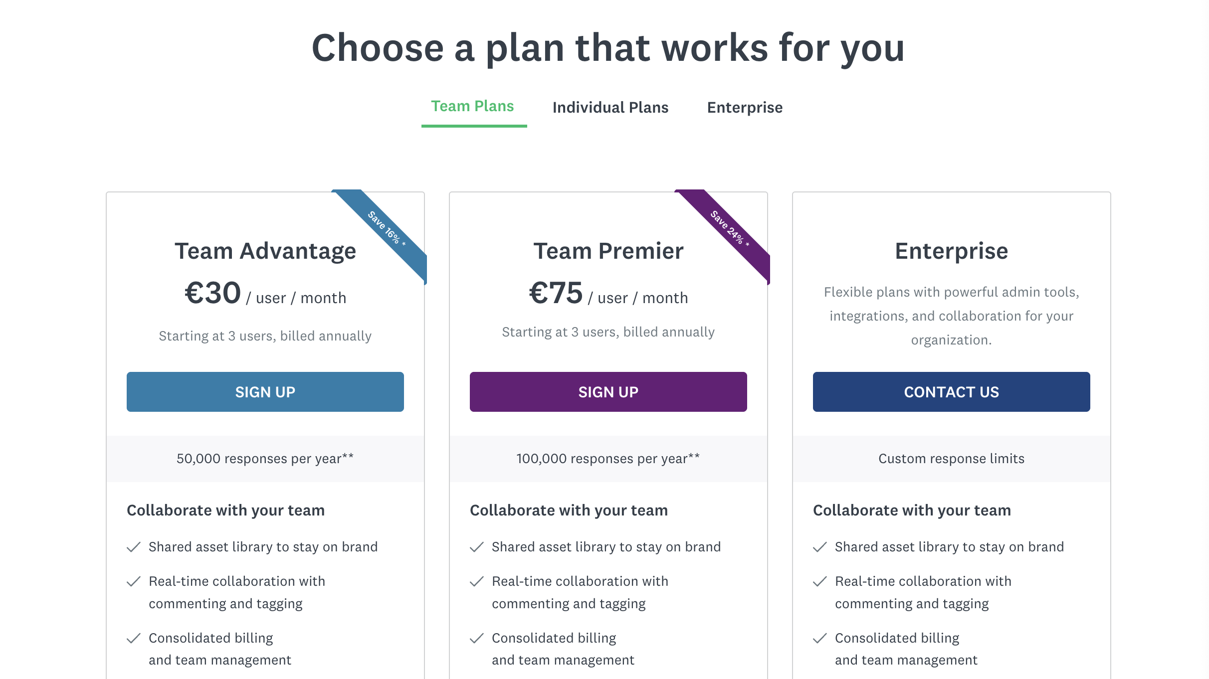 SurveyMonkey's official pricing page