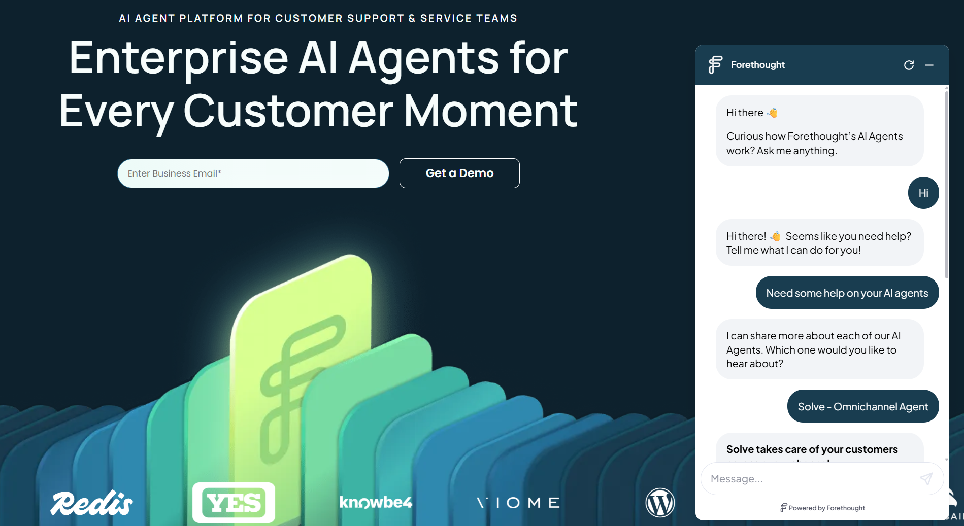 Screenshot of Forethought's AI agent 