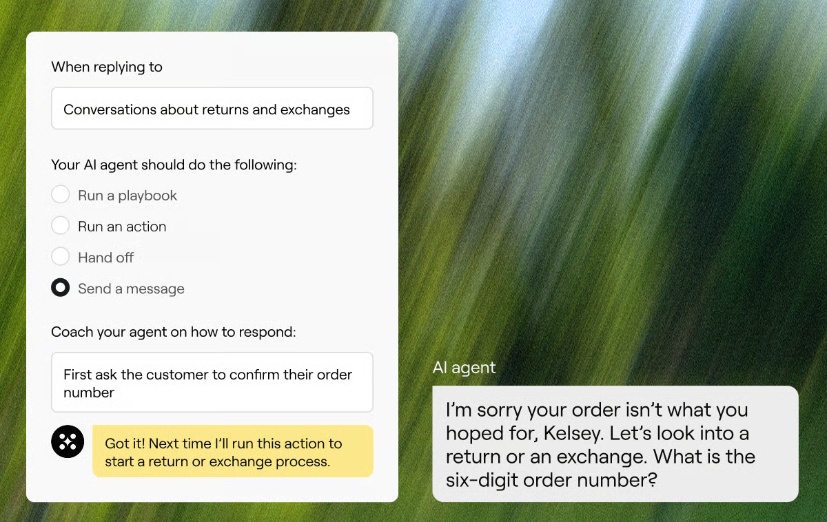 Ada let's you coach its AI on past conversations, including tweak tone, add context, or refine responses.