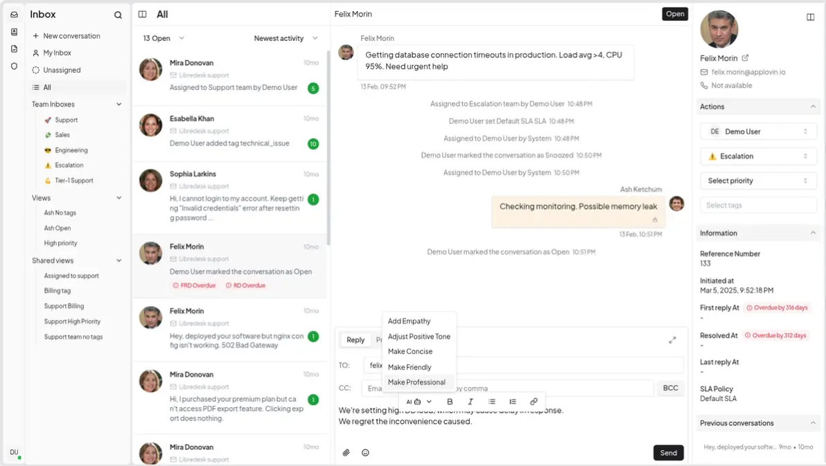 Libredesk inbox