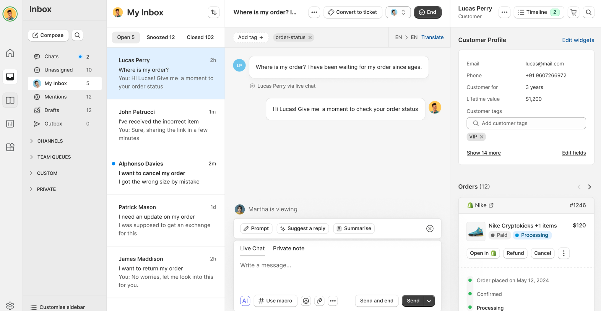 Richpanel's inbox