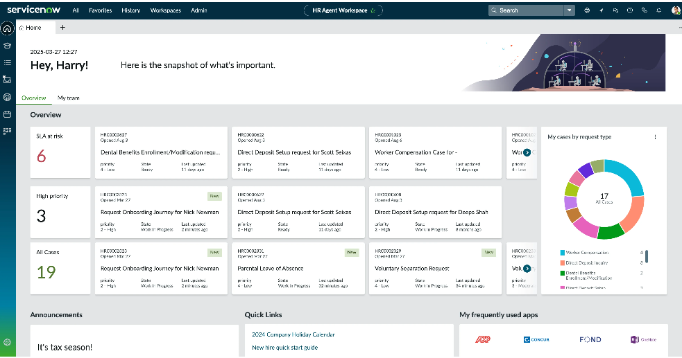 Servicenow's HR inbox