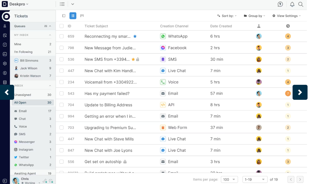 Deskpro inbox