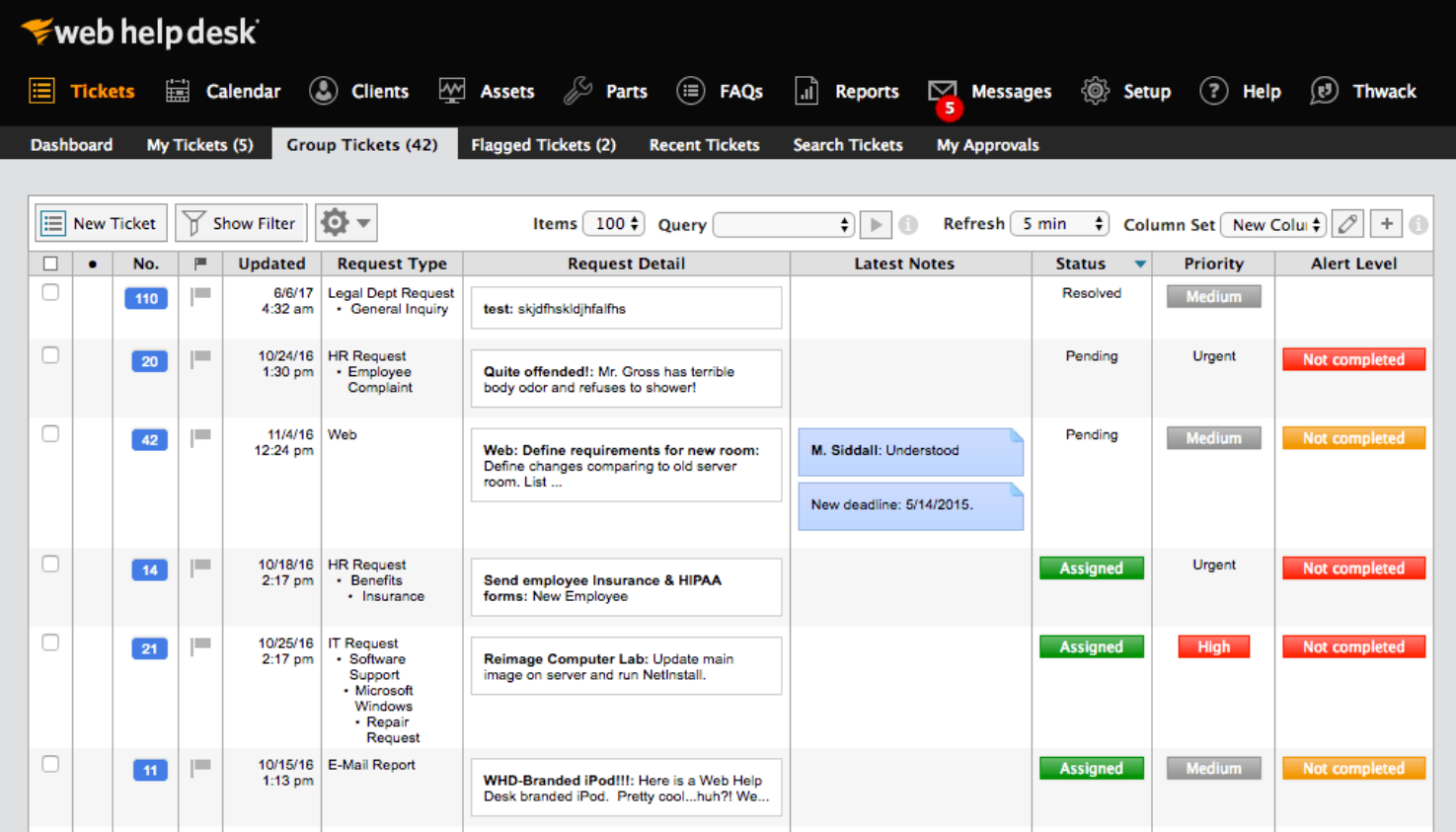 SolarWInds ticketing inbox