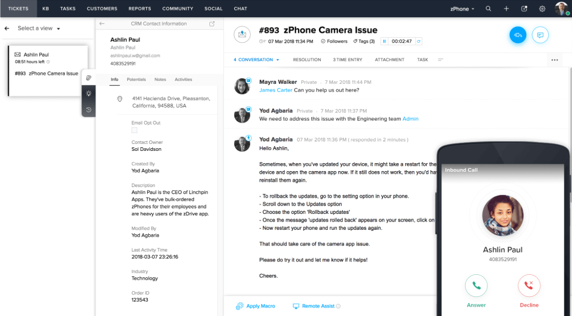 Zoho help desk ticketing system