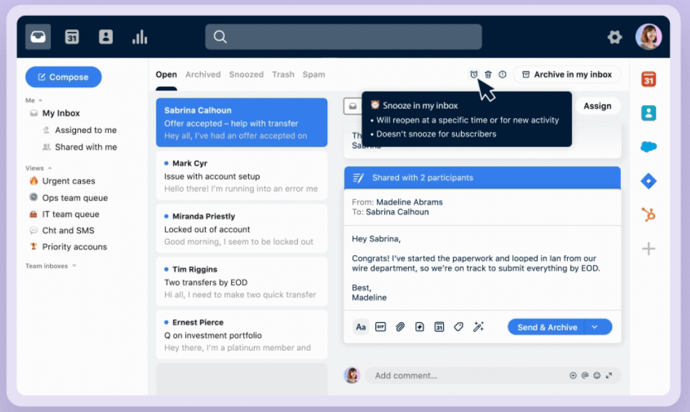 Front's ticketing system