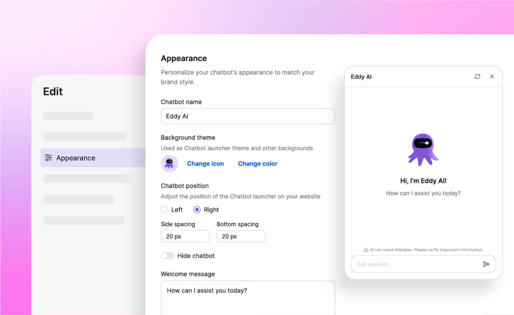 Document360 Eddy AI chatbot.