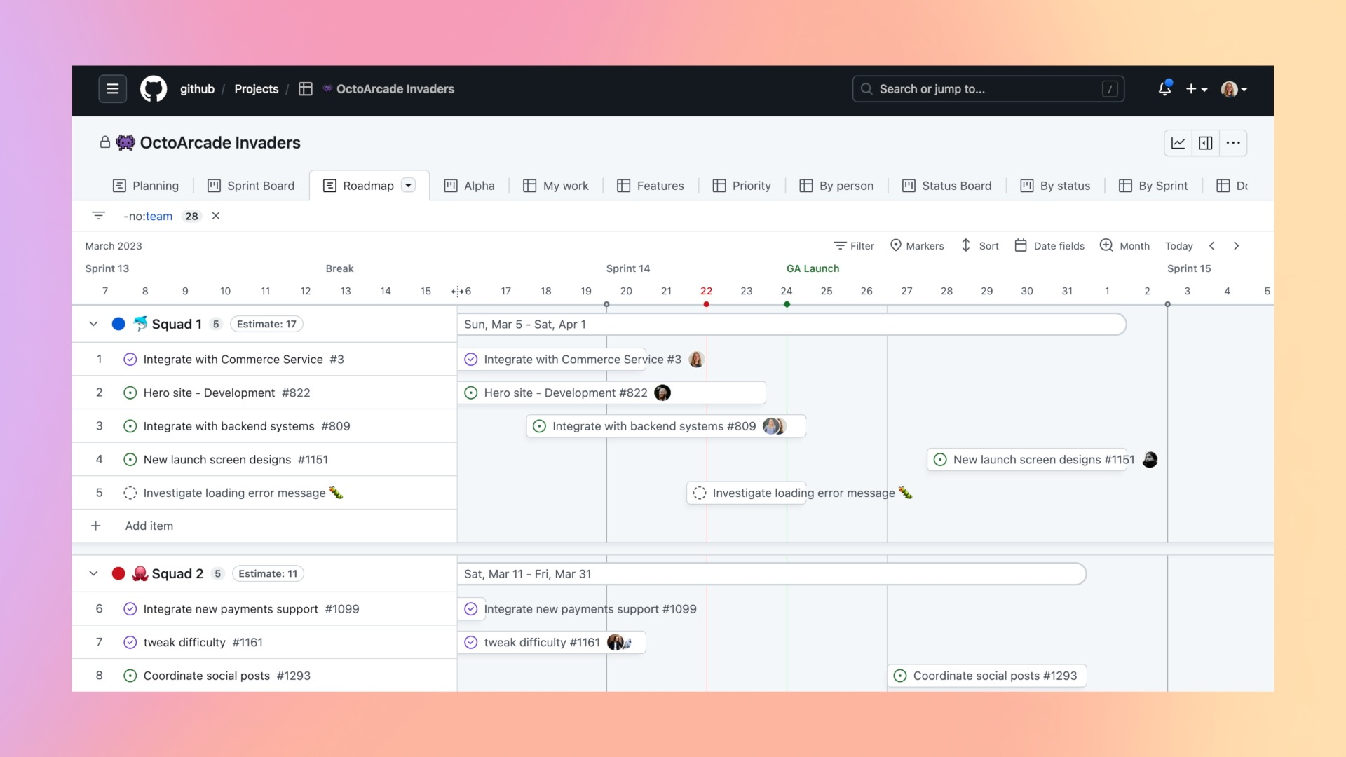 GitHub public roadmap