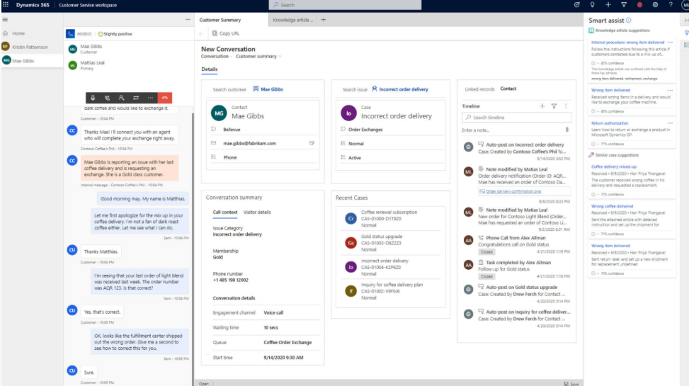 Dynamics 365 Customer Service dashboard