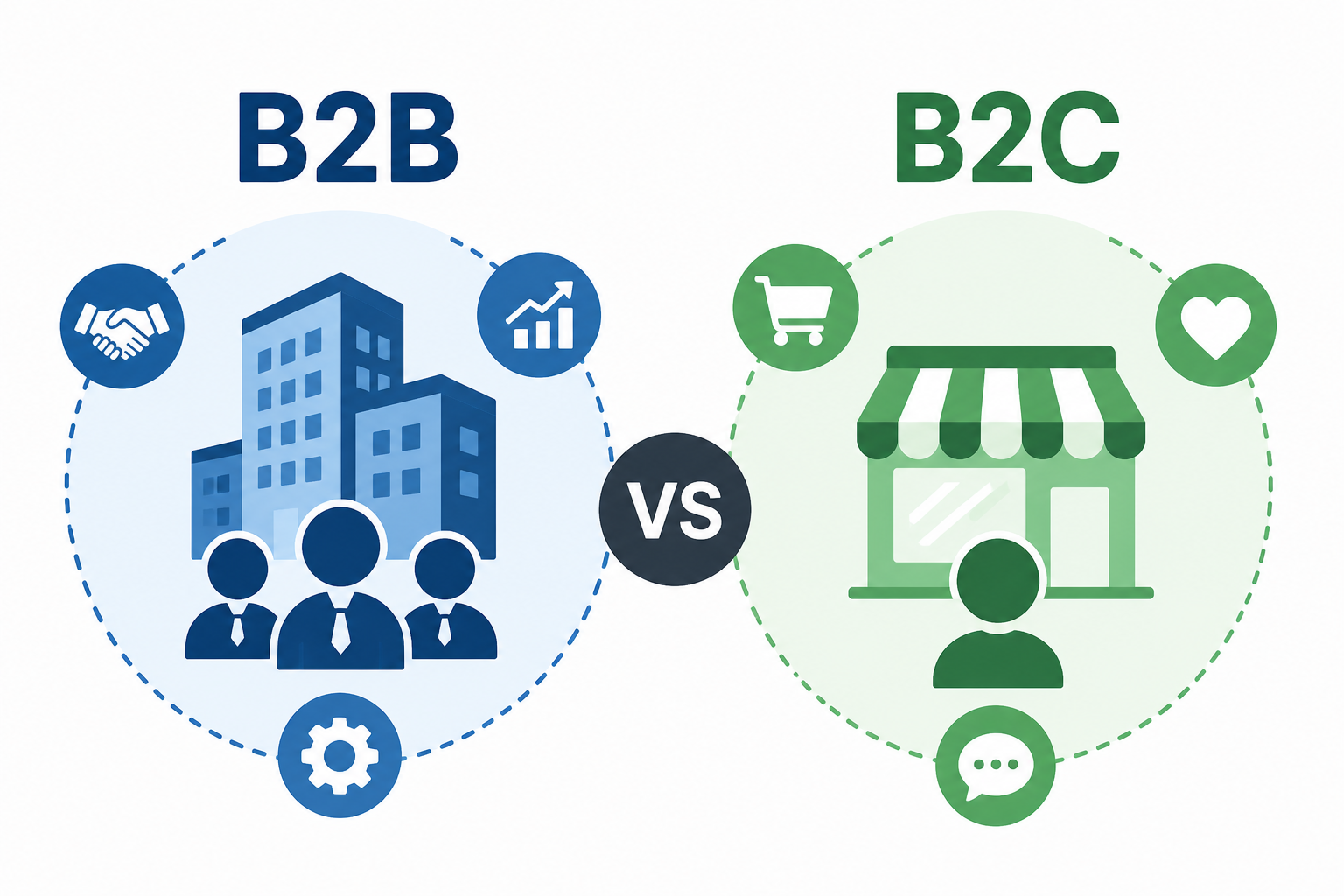 An illustration of B2B and B2C.
