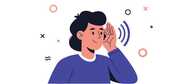 Illustration of a customer service agent actively listening to a customer, representing better support communication skills.
