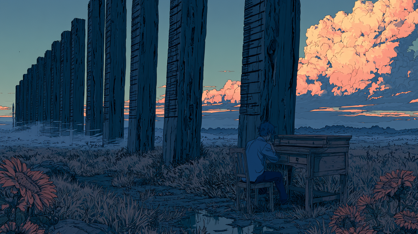 Illustration of a person working at a desk outdoors, used as a feature image for an article about customer service metrics.