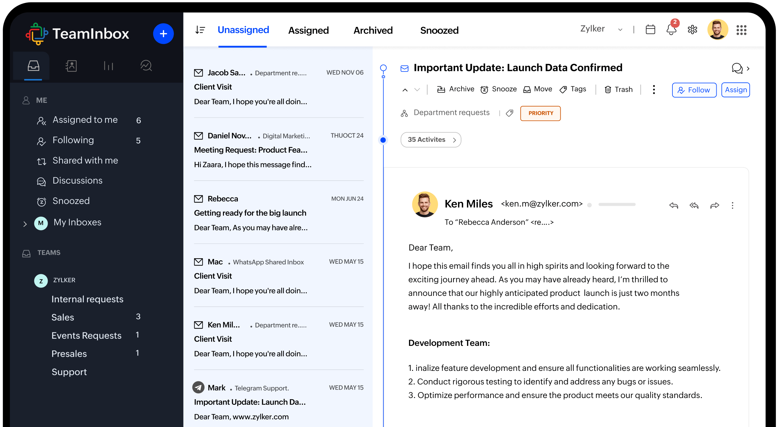 Zoho TeamInbox
