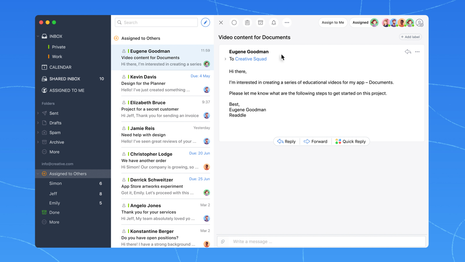 Spark Mail inbox