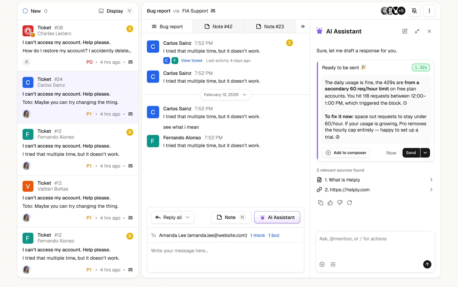 Helply support inbox