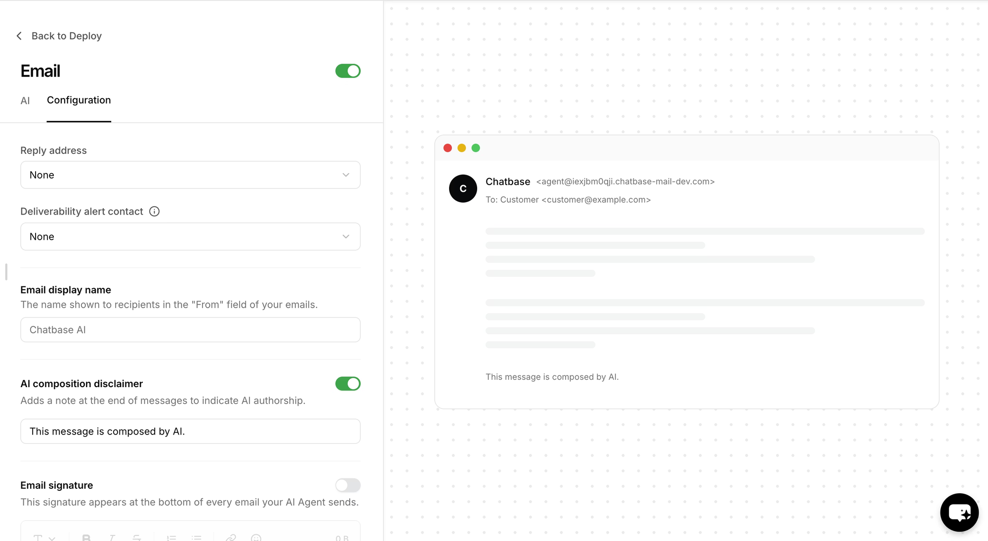 Chatbase's email AI responder