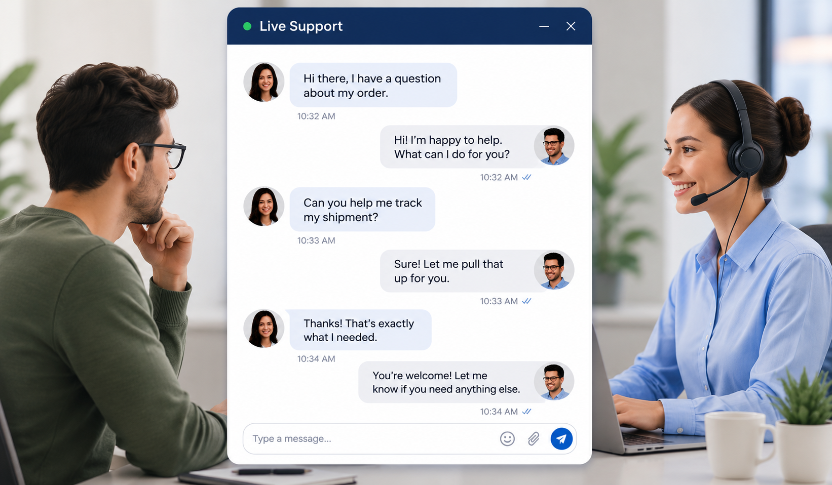 A support chat example showing how quick, clear replies can make a simple customer question feel handled.