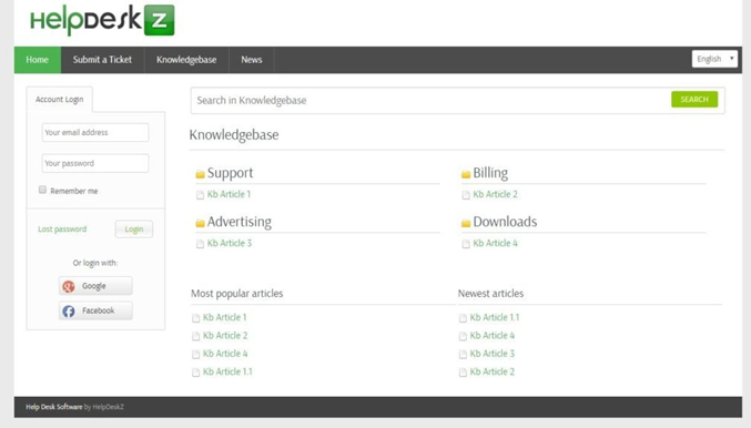 HelpDeskZ support dashboard