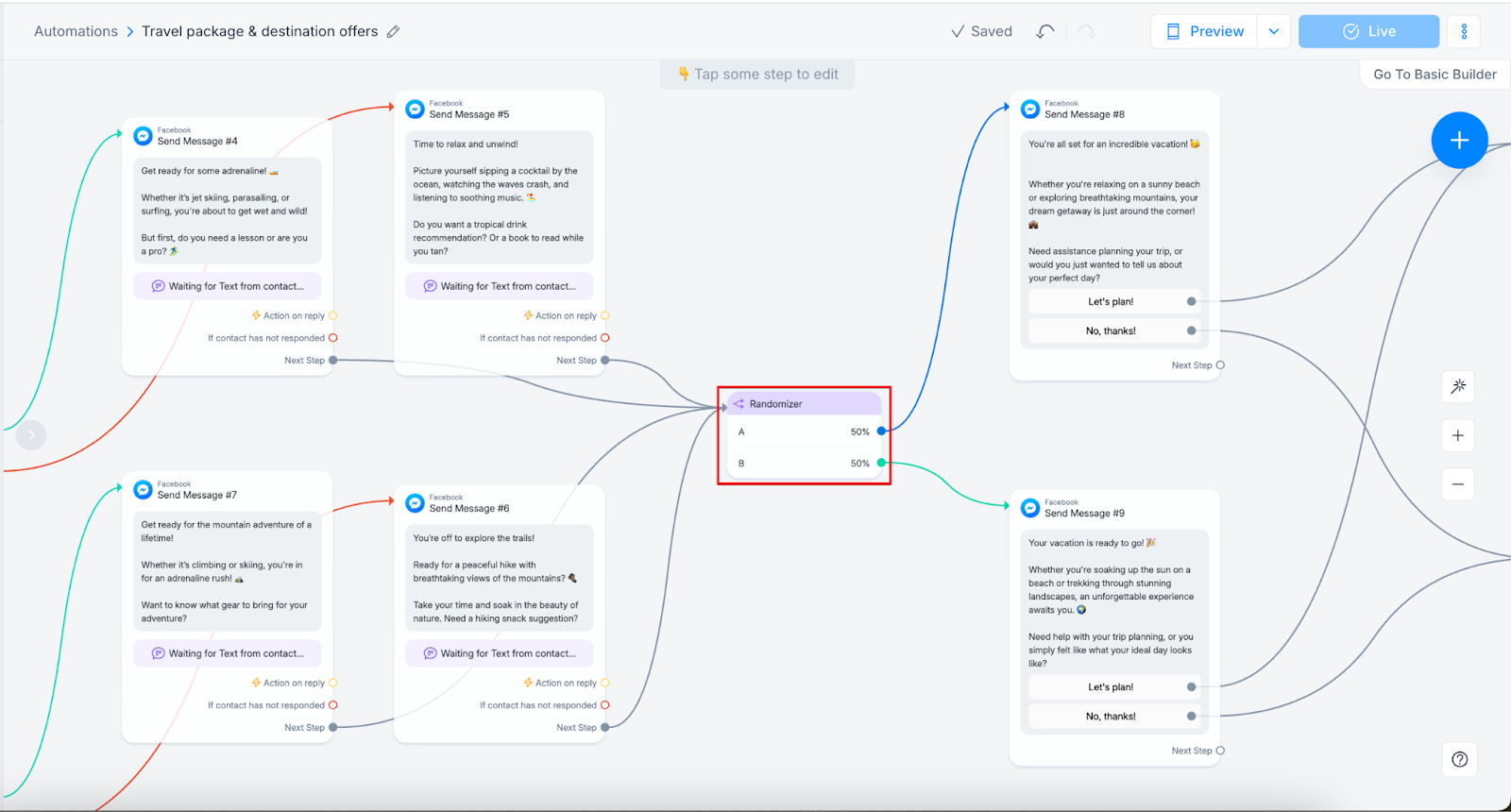 ManyChat is built around visual automation flows, especially for social messaging and marketing chatbots.