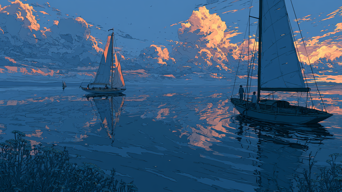 Two sailboats on calm water representing Intercom vs Olark comparison.