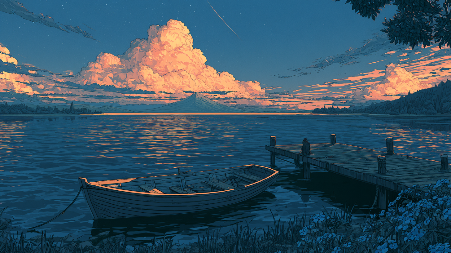 A lone boat by a quiet dock at sunset, representing customers at risk of churning.