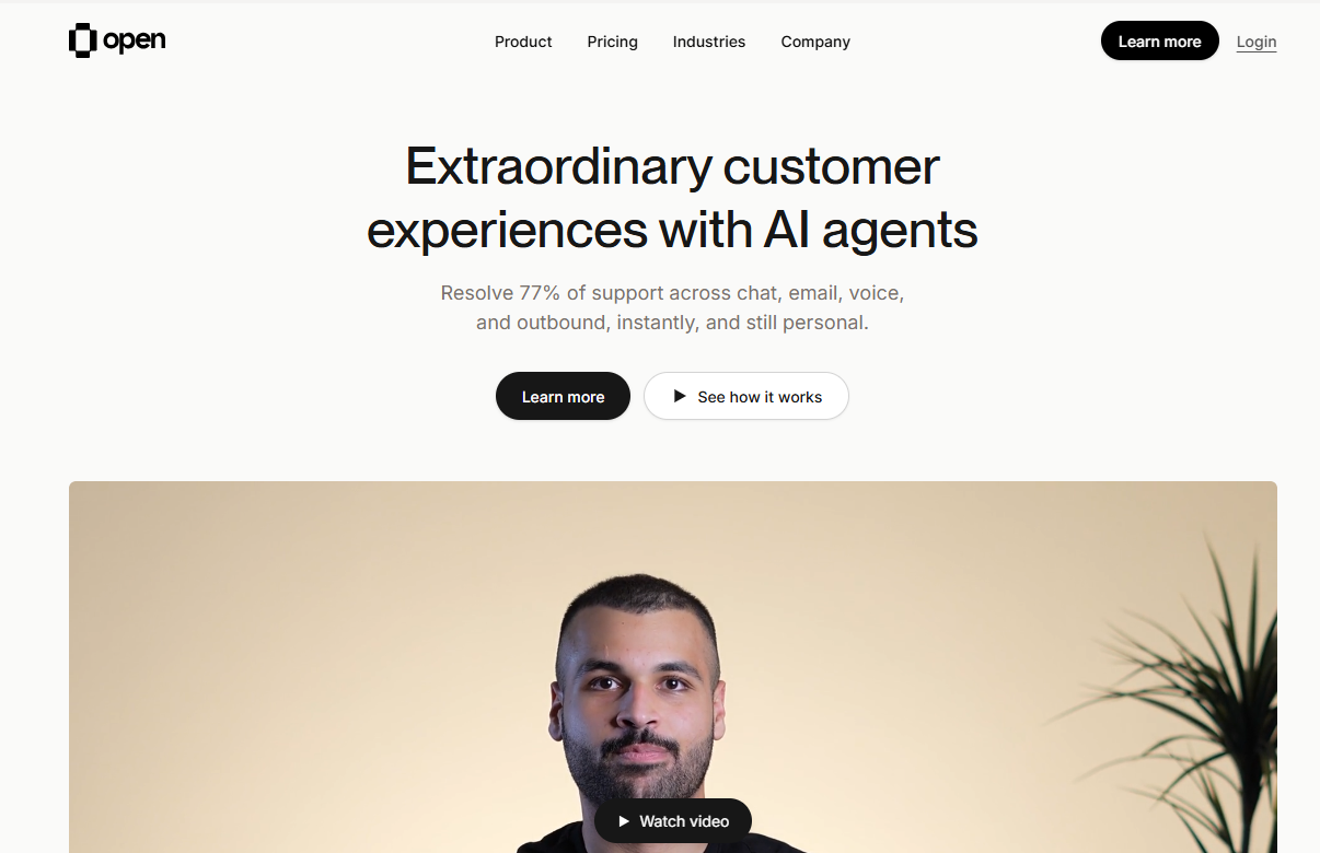 Open.cx's landing page 