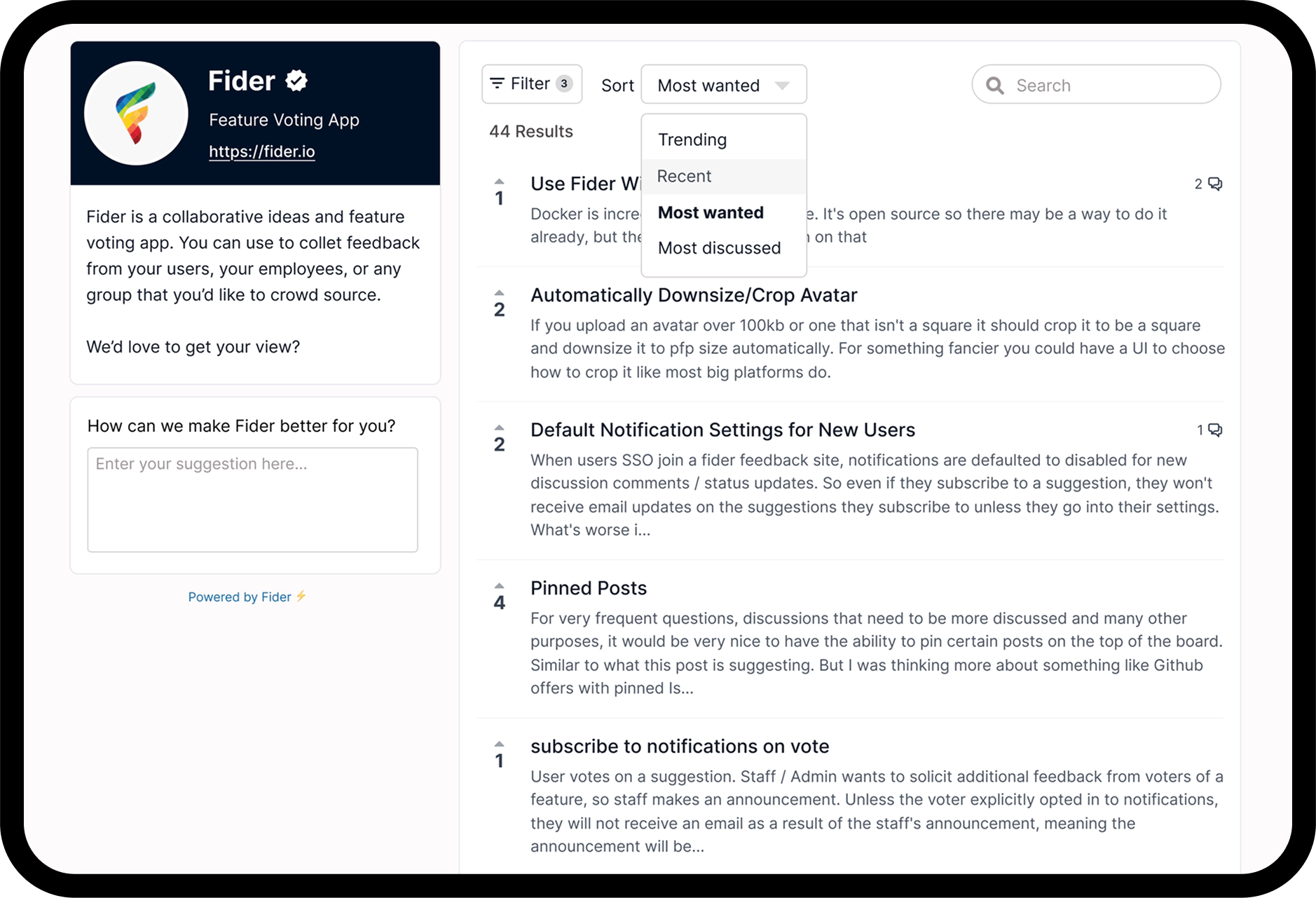 Fider feedback