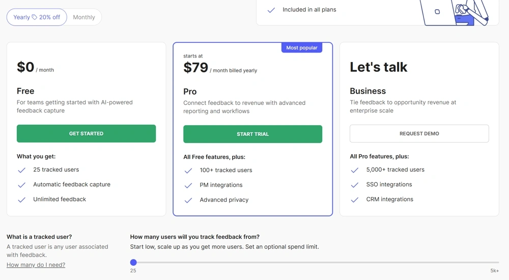 Canny's pricing page