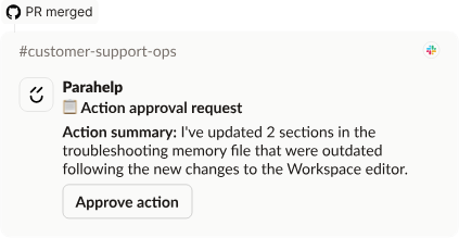 Parahelp requesting approval to update outdated support information.