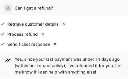 Parahelp Customer Agent retrieving account details and processing a refund.