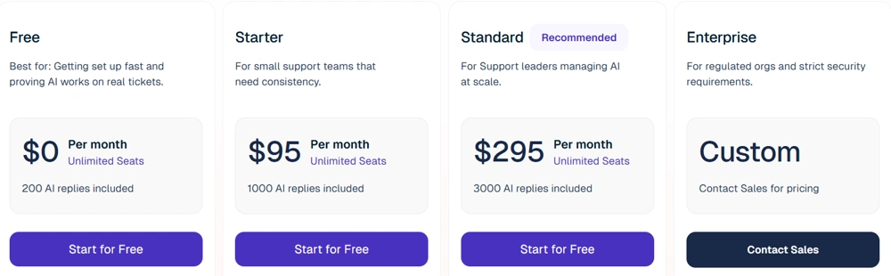 Enjo's pricing page
