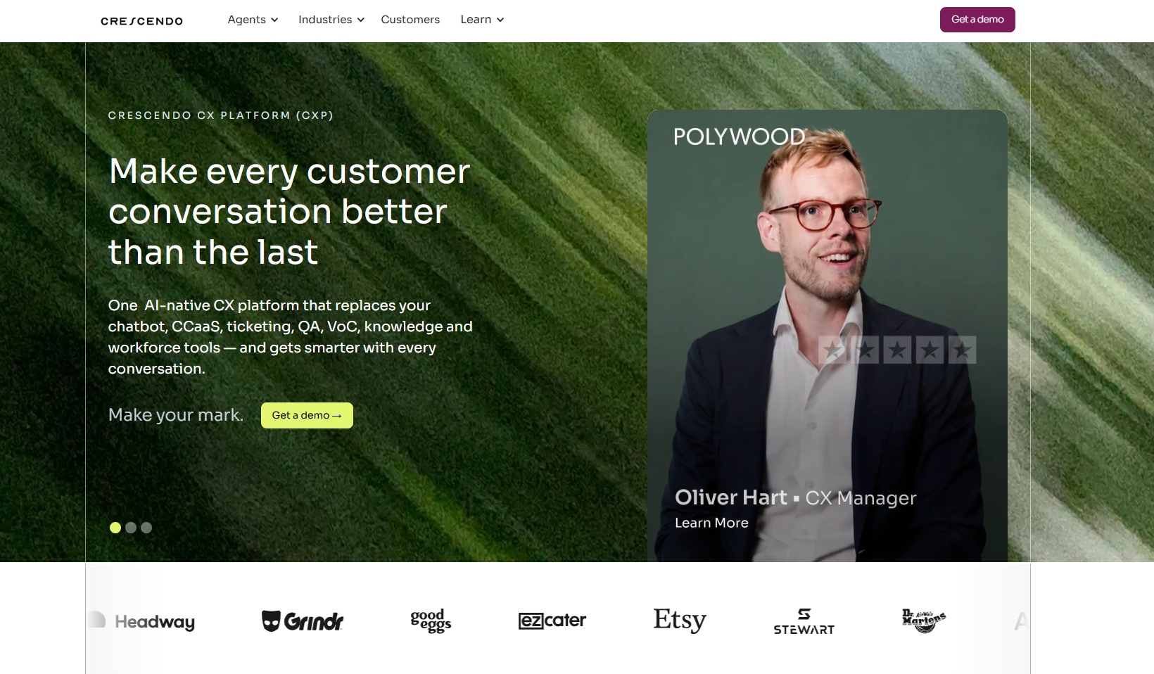 Crescendo's landing page