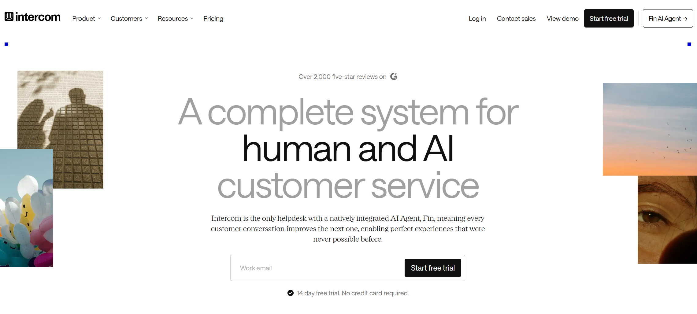 Intercom landing page