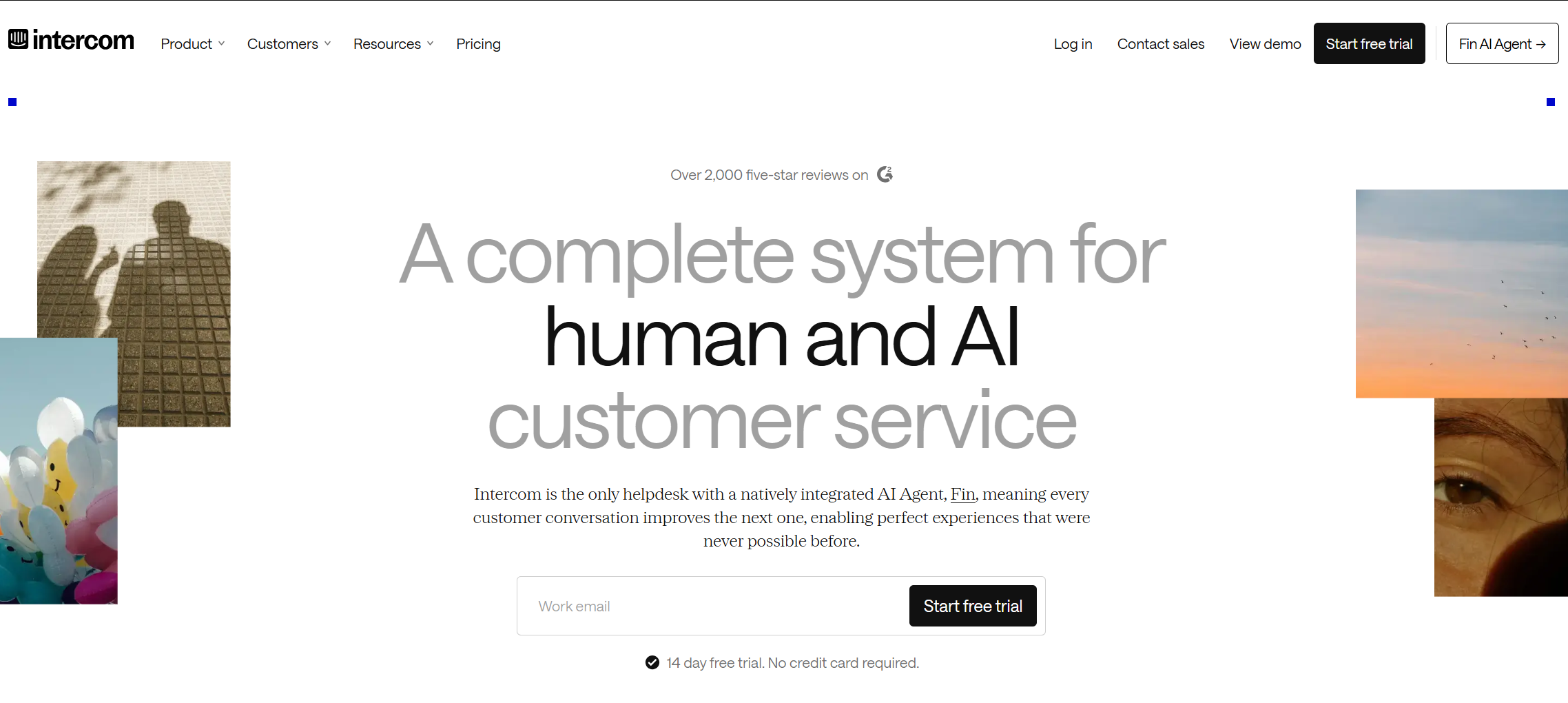 Intercom landing page