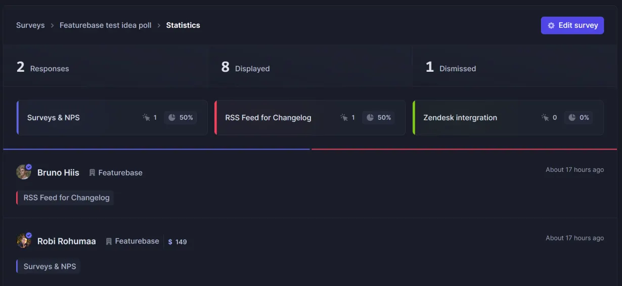 Survey statistics in Featurebase.