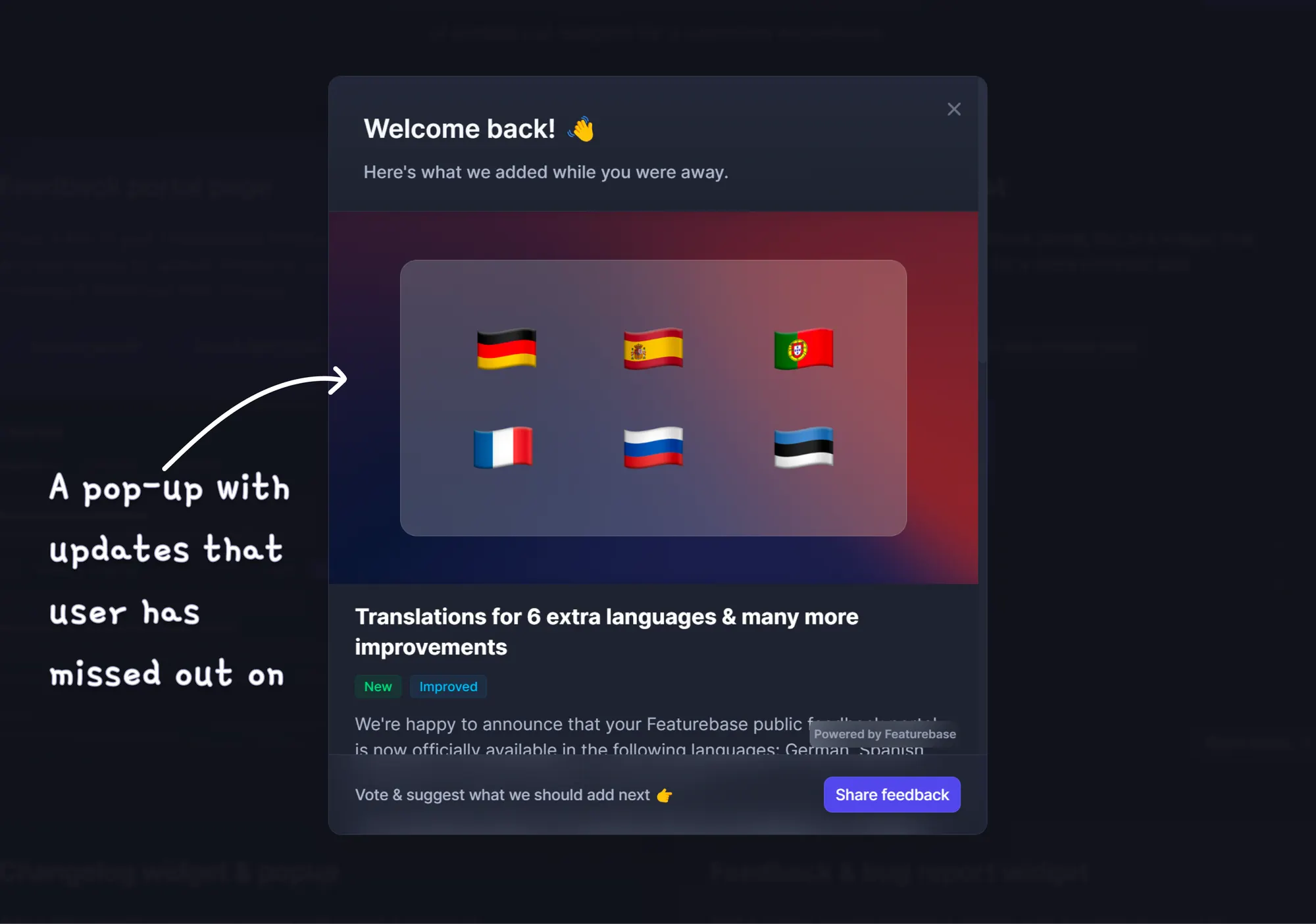 Example of an in-app product update.