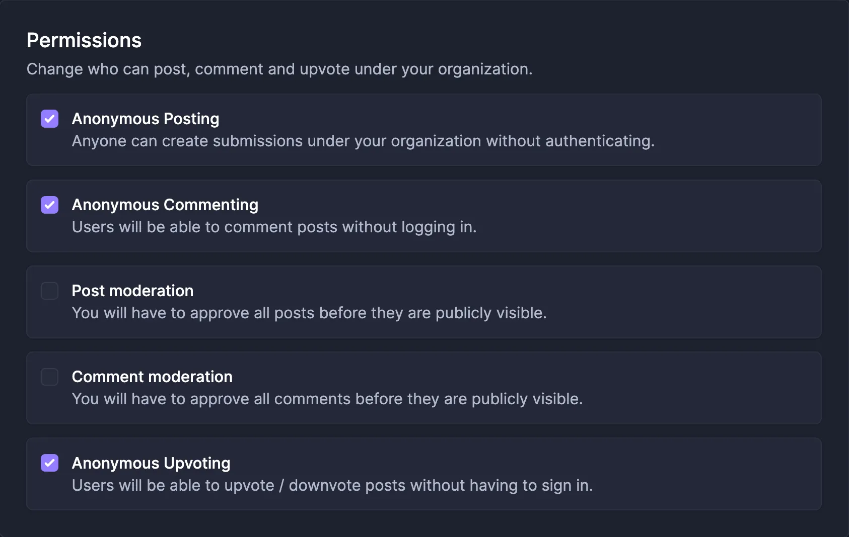 Anonymous feedback in Featurebase.