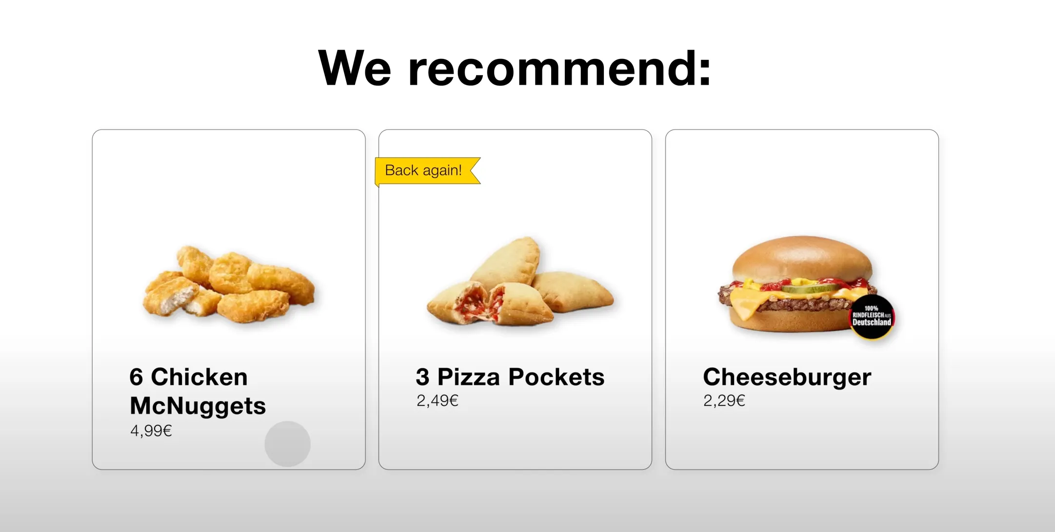 McDonald's self-order machine cross-selling snacks before the checkout.