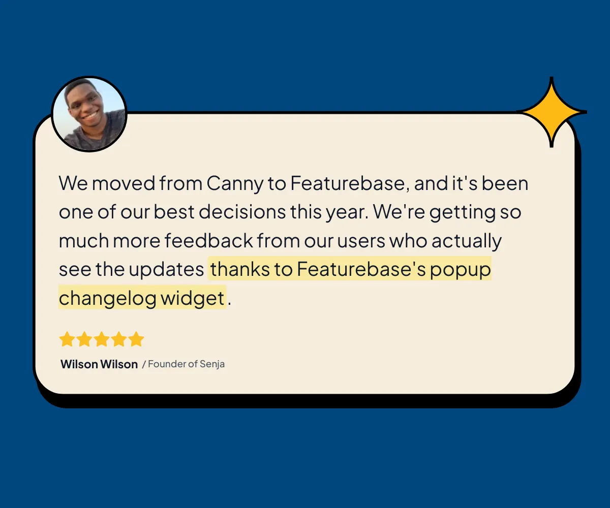 Featurebase testimonial.