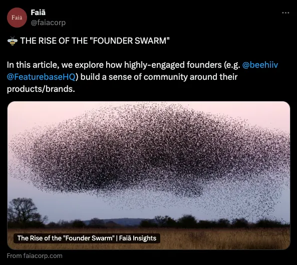 Twitter post about Featurebase's founders.