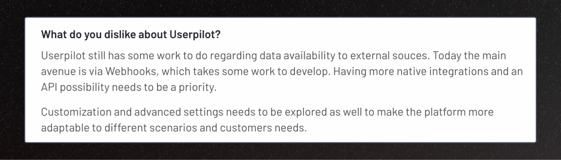 Userpilot customer review from G2.