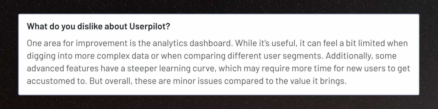 Userpilot drawbacks from G2 review.