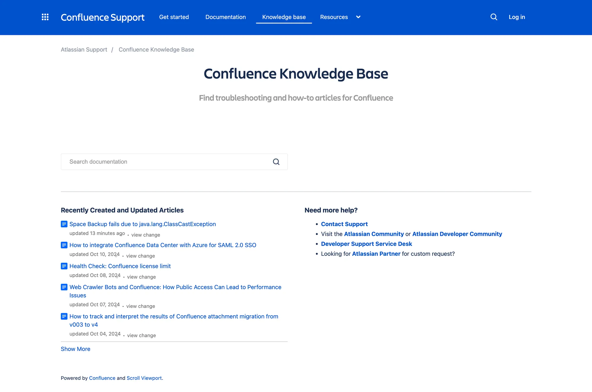 Confluence knowledge base.