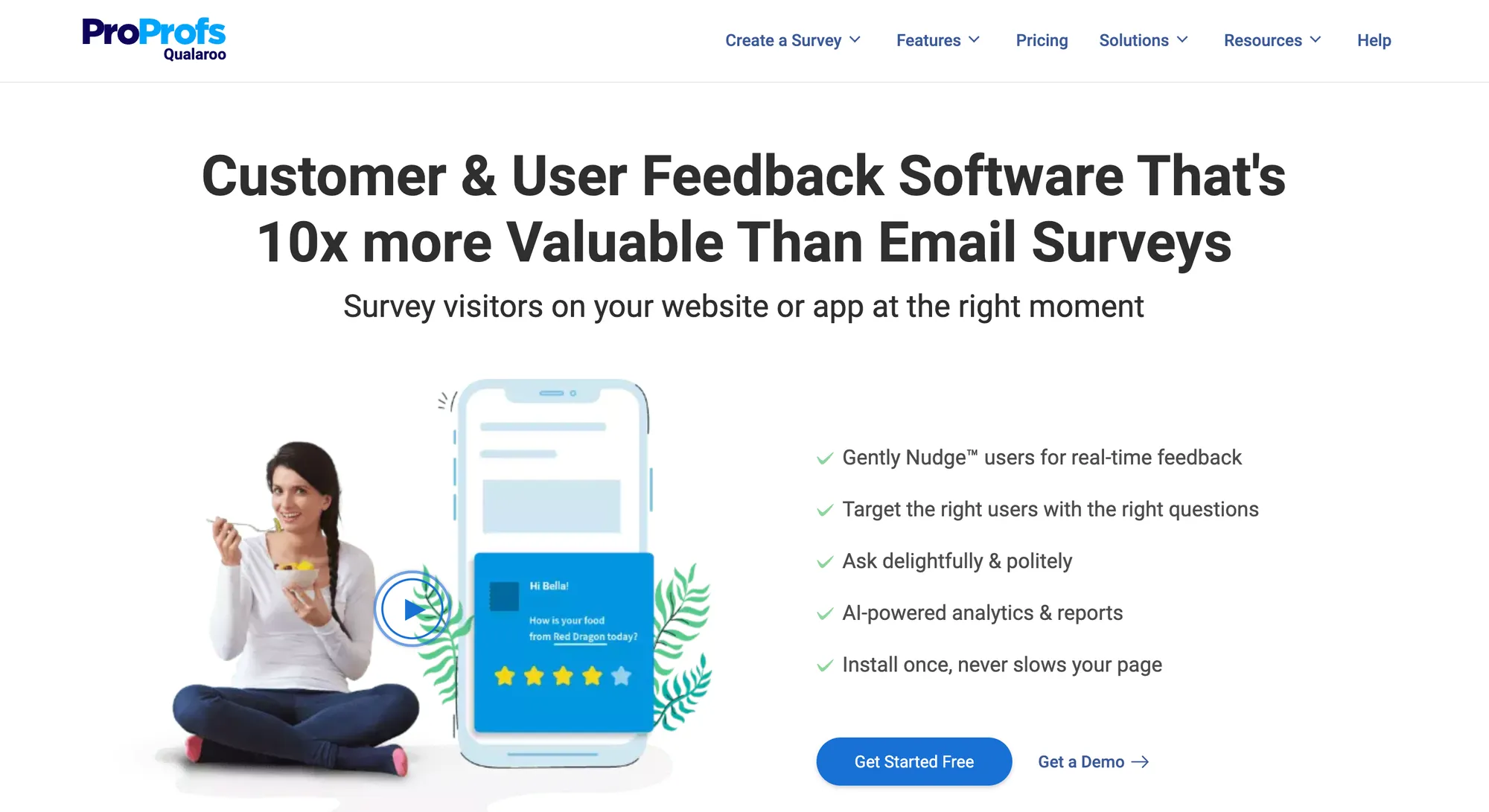Website feedback tool: Qualaroo