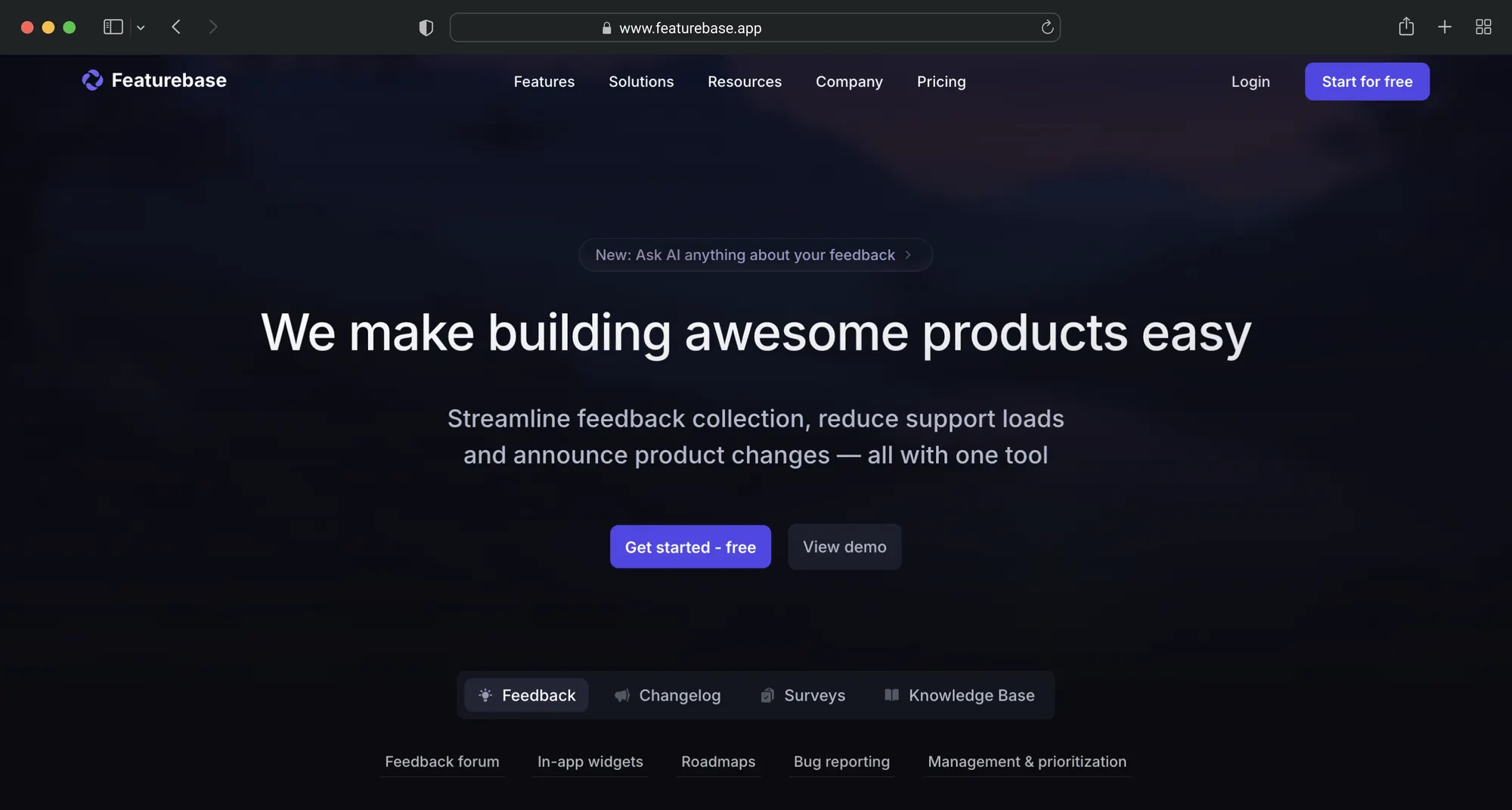 Website feedback tool: Featurebase