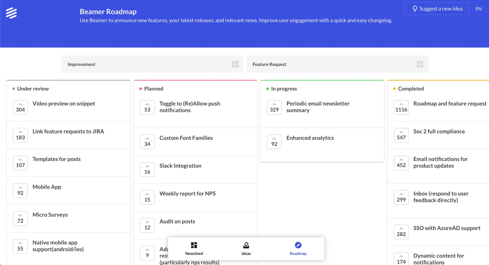 Productboard alternative: Beamer