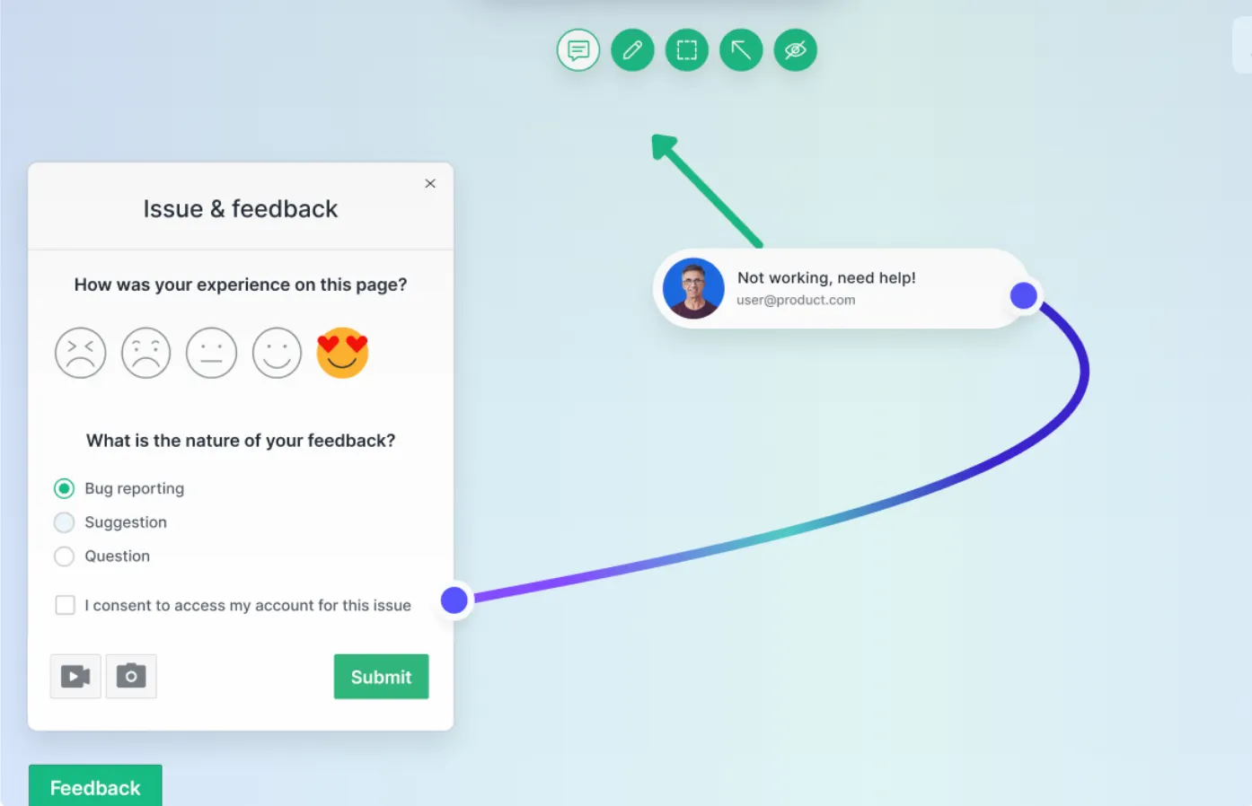 Usersnap's feedback widget.