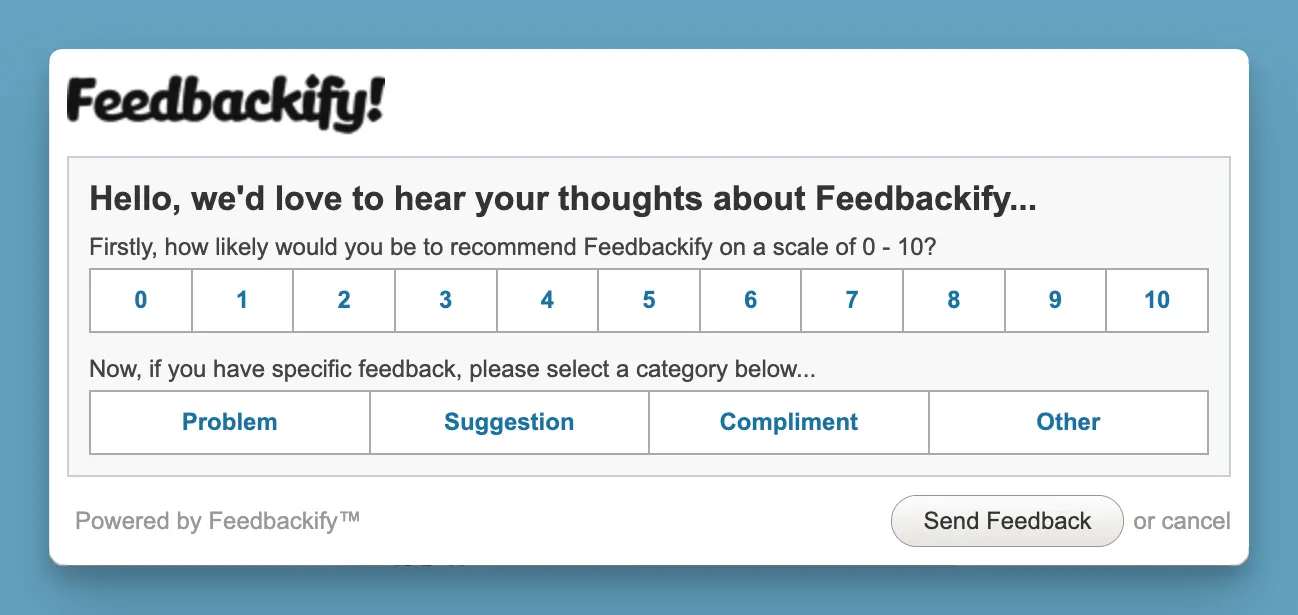 Feedbackify website feedback widget.